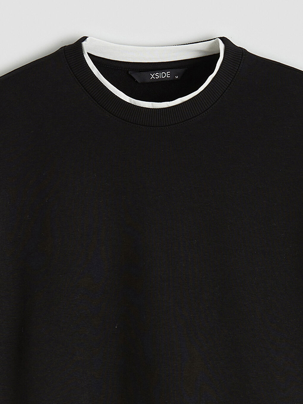 Siyah Bisiklet Yaka Erkek Sweatshirt-1