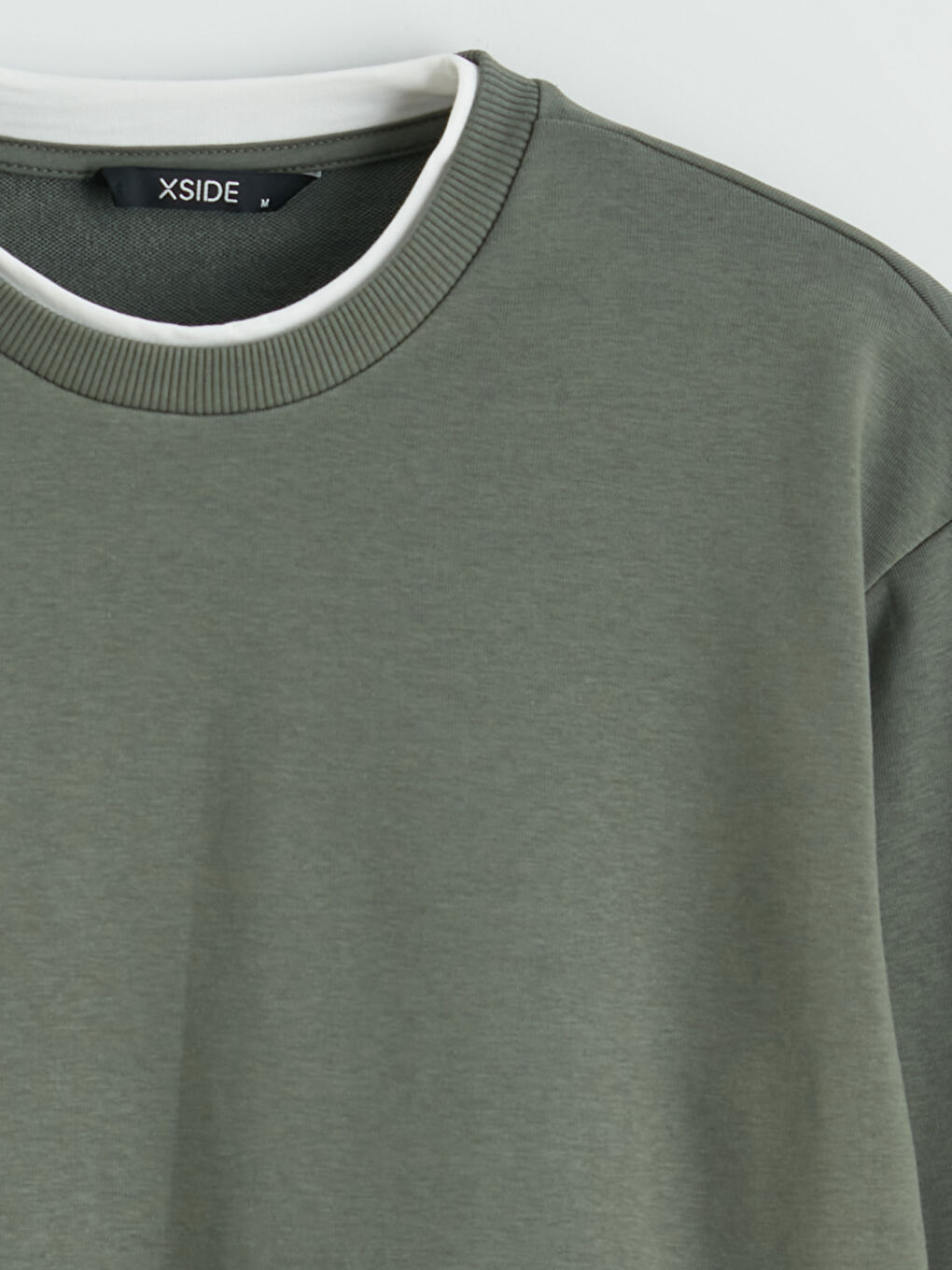 Yeşil Bisiklet Yaka Erkek Sweatshirt-1