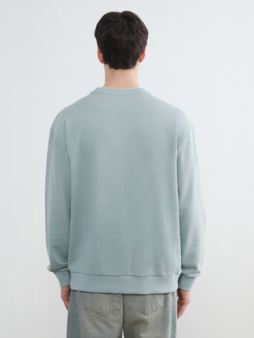 Mavi Bisiklet Yaka Erkek Sweatshirt-3