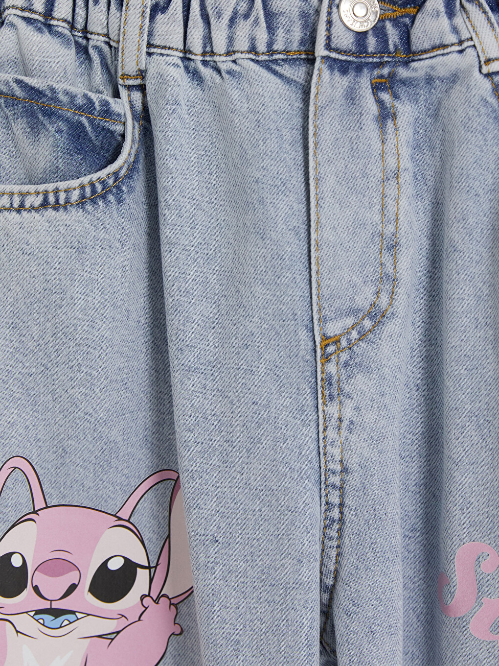 Baggy Fit Stitch Printed Girls' Jean-1