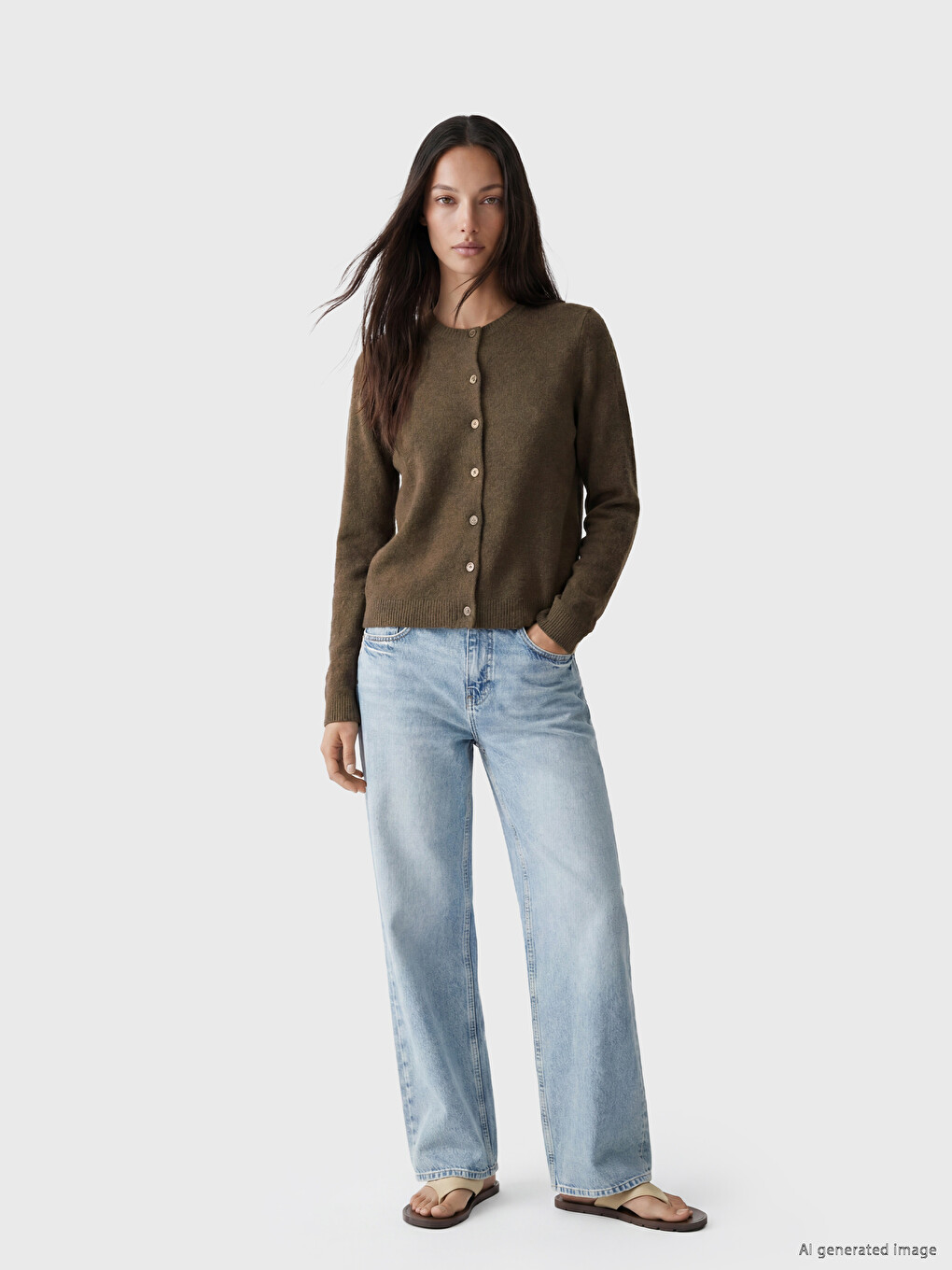 Woman Brown Cardigan-1