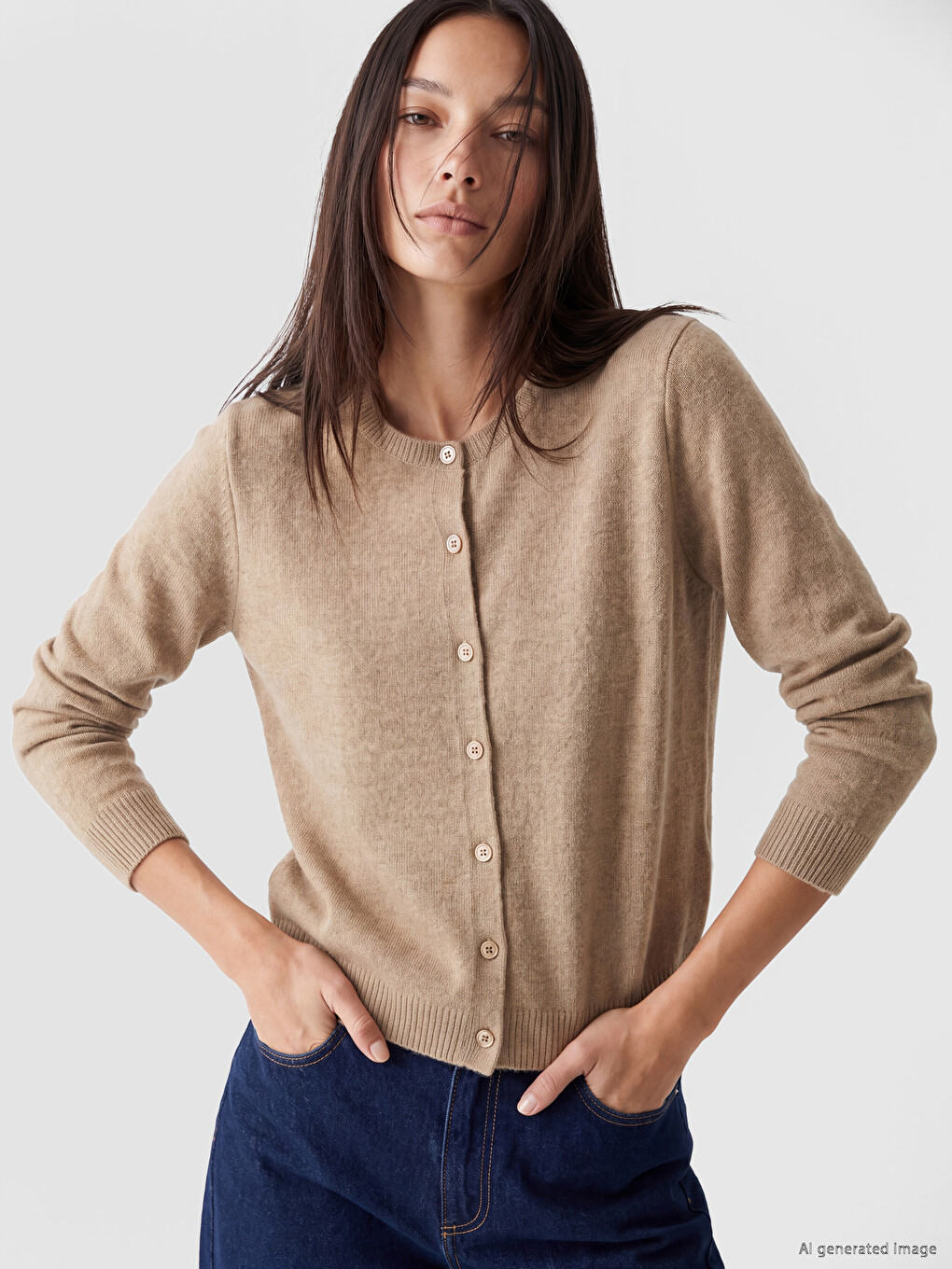 Woman Brown Cardigan