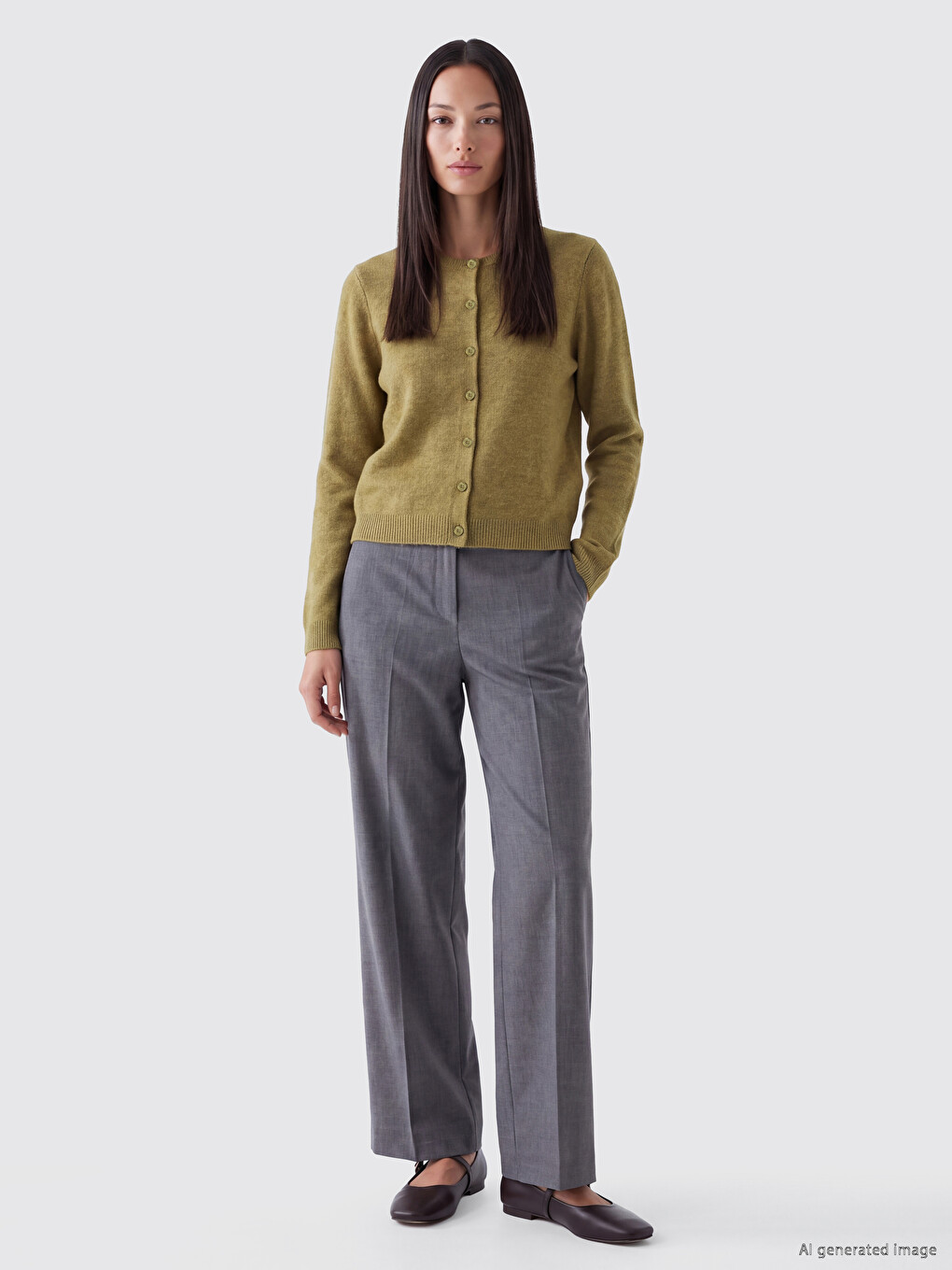 Woman Green Cardigan-1
