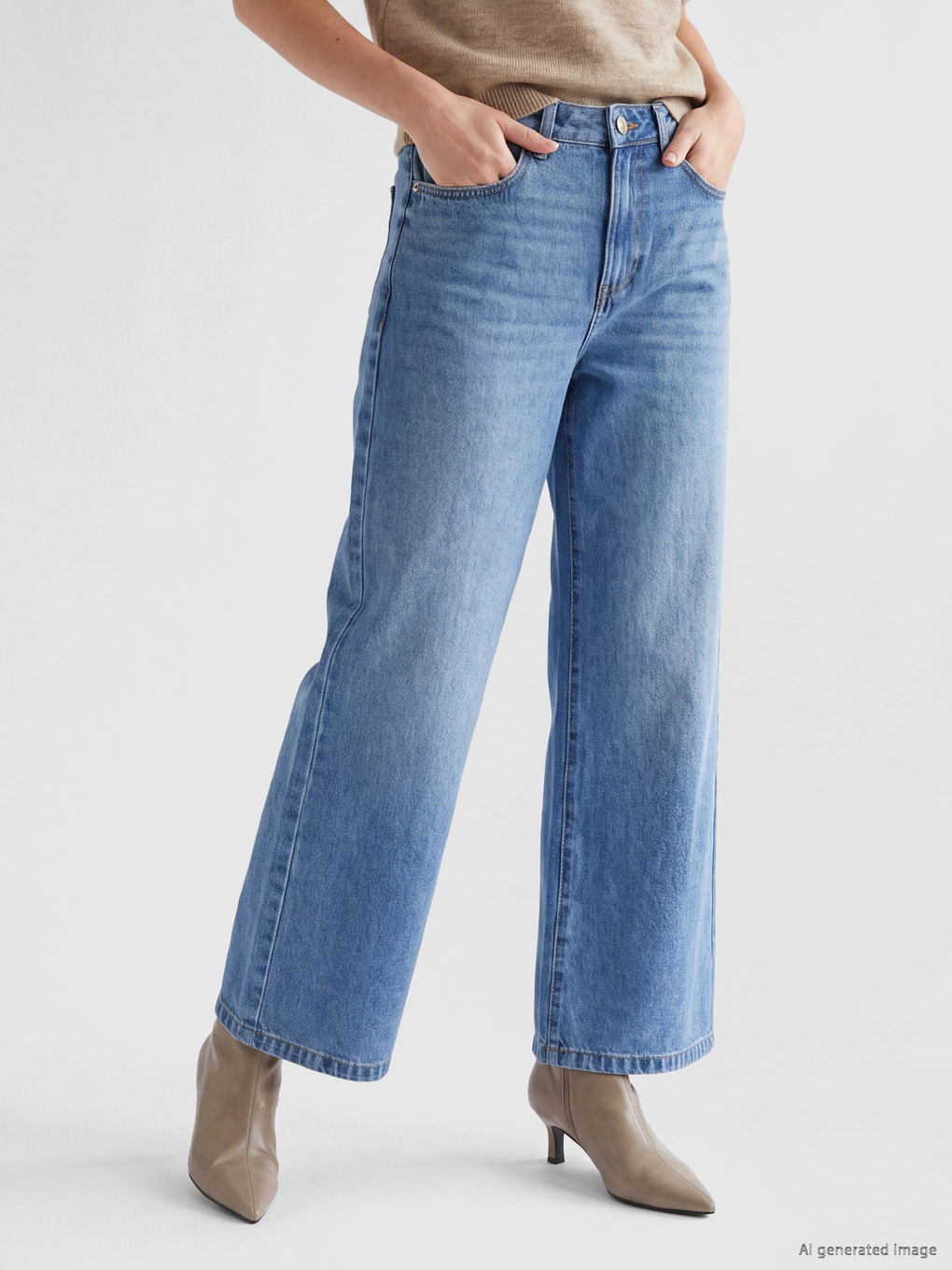 Wideleg Fit Kadın Jean Pantolon-2