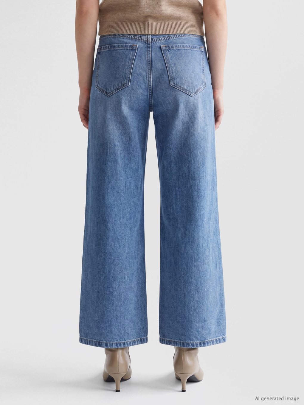 Wideleg Fit Kadın Jean Pantolon-4