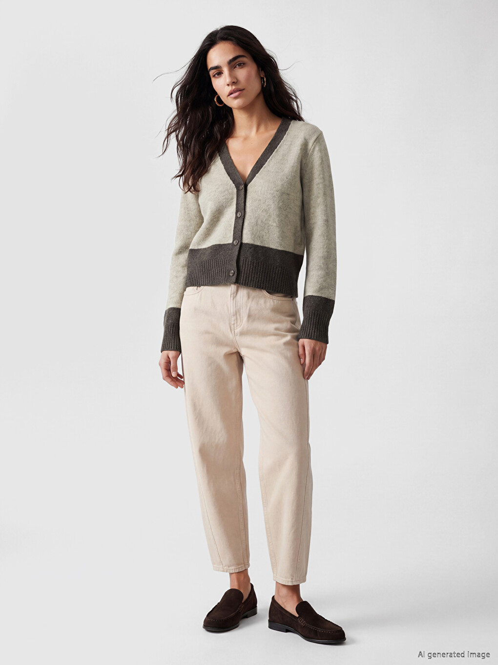 Cardigan En Maille Pour Femme À Col En V-1