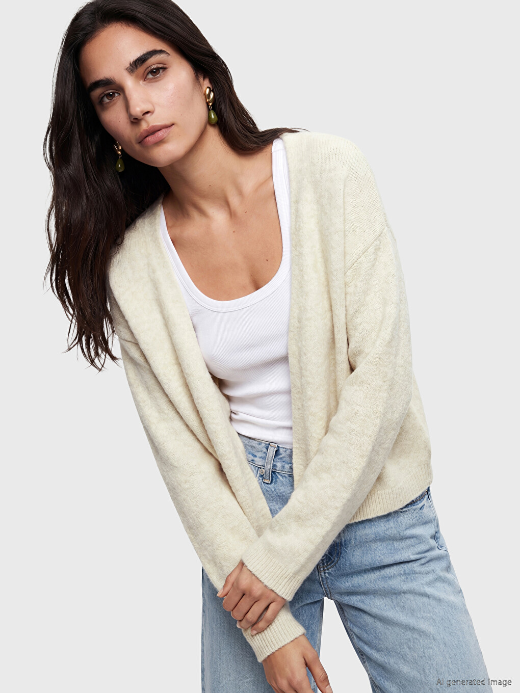 Cardigan Tricotat Pentru Femei Cu Guler Cu Dublu Piept