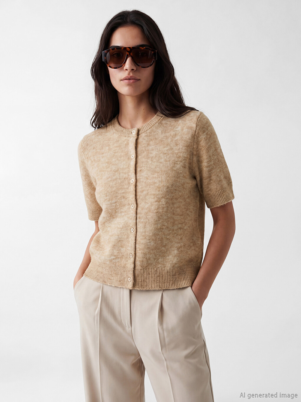 Strickjacke Mit Rundhalsausschnitt Für Damen