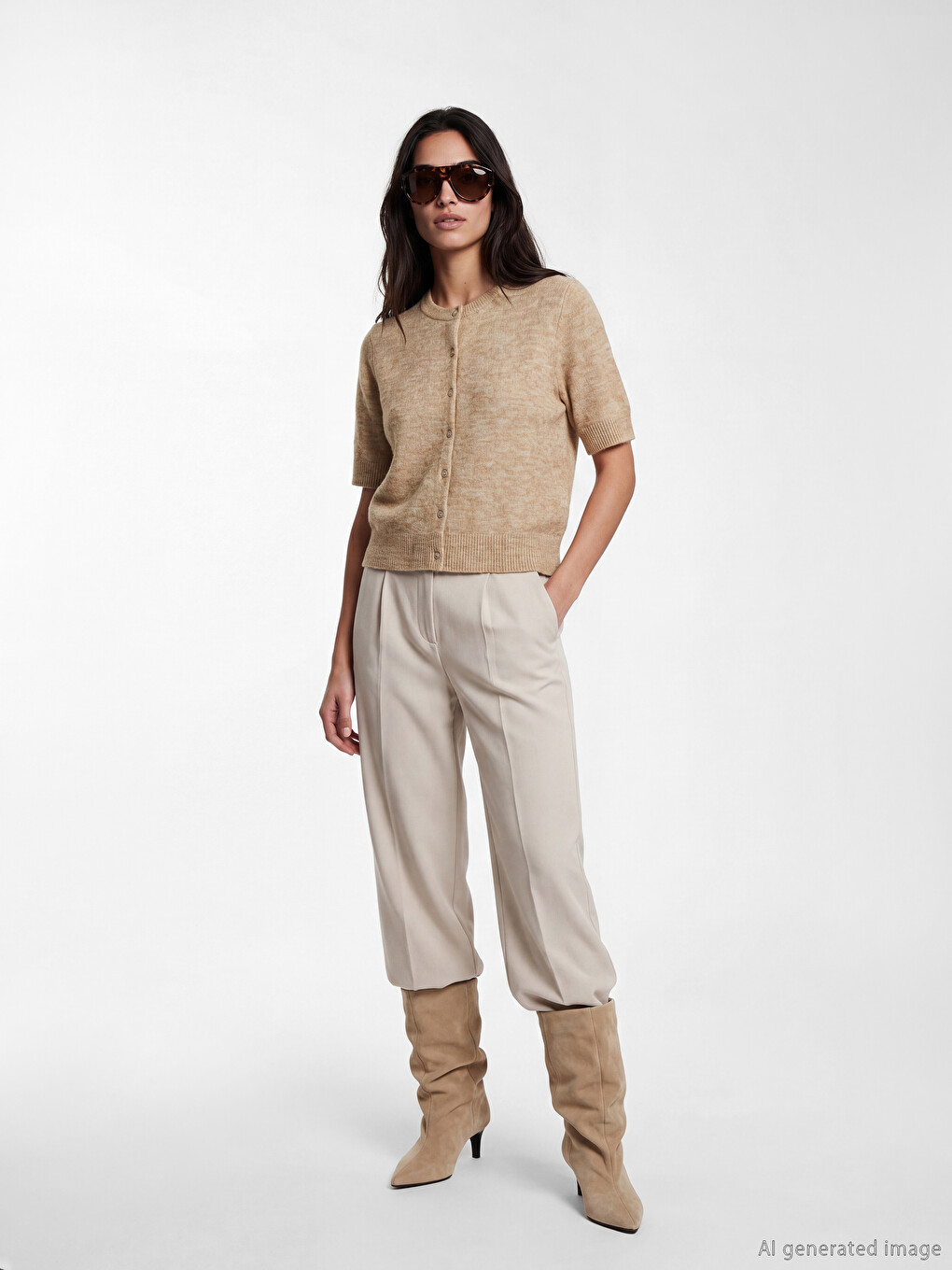 Strickjacke Mit Rundhalsausschnitt Für Damen-1