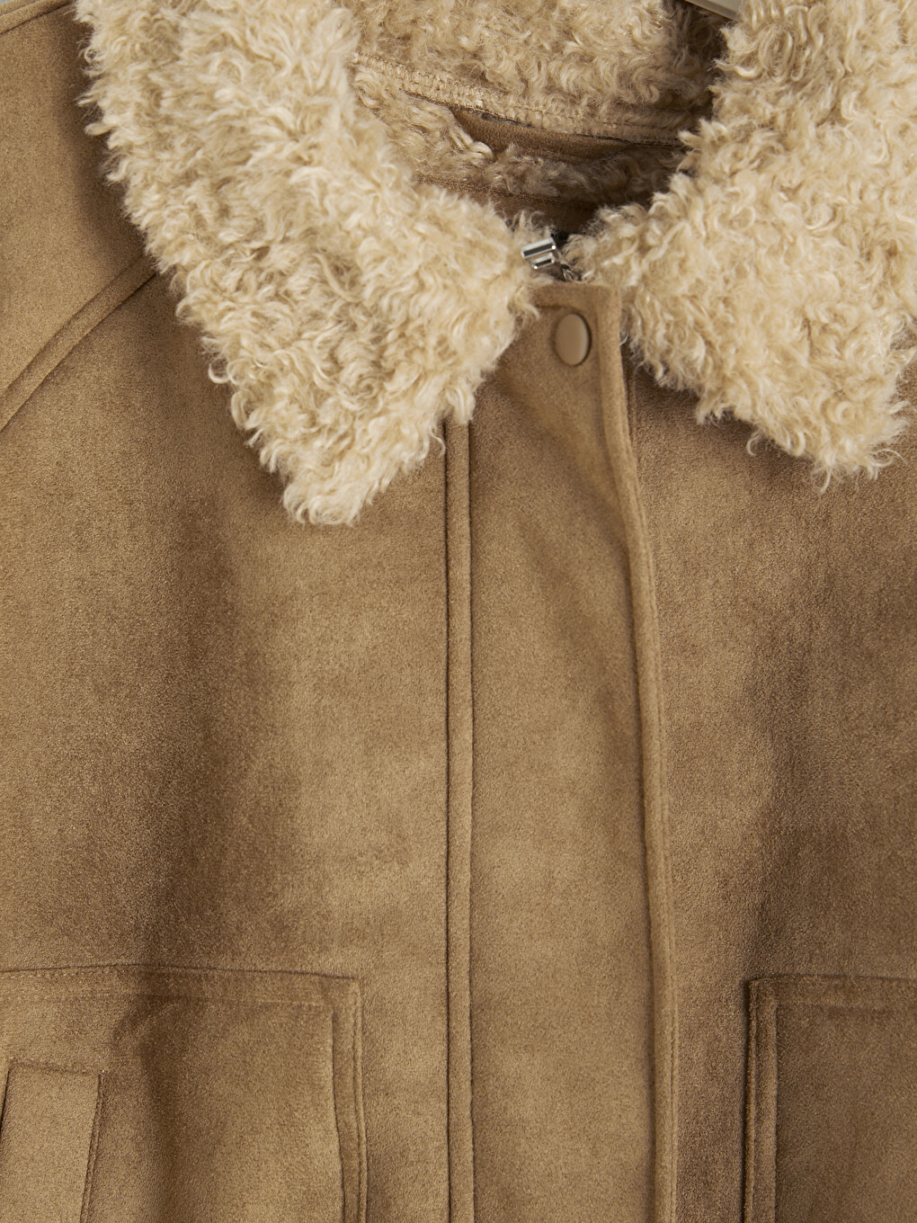 Fur Collar Women's Suede Look Coat-7