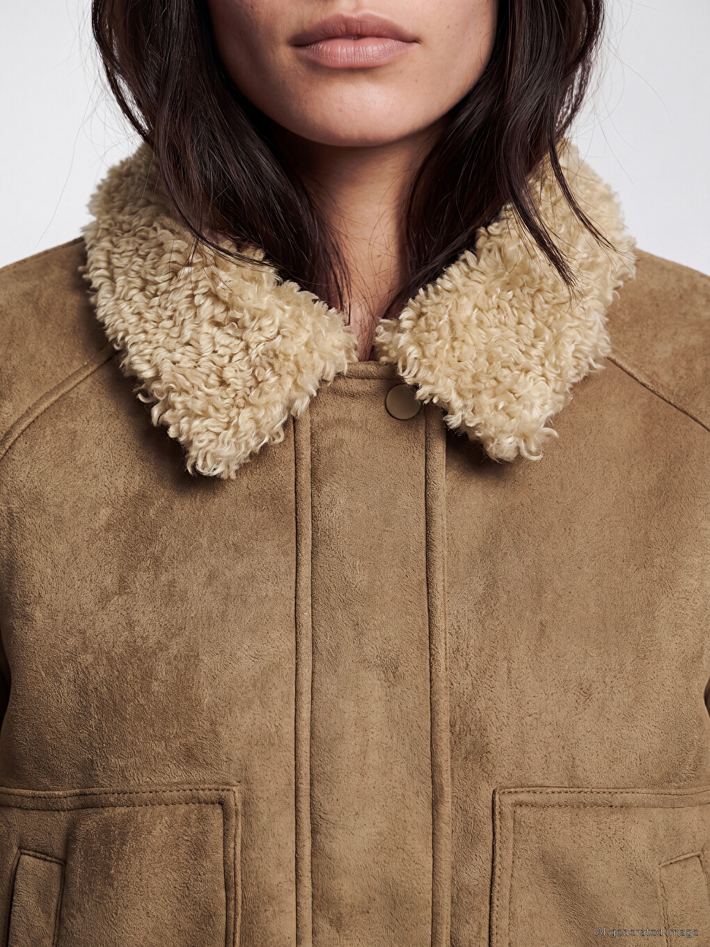 Fur Collar Women's Suede Look Coat-2