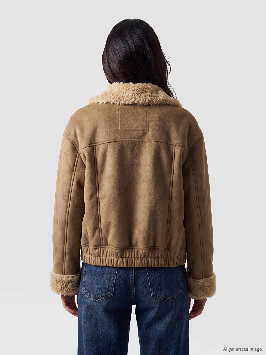Fur Collar Women's Suede Look Coat-4