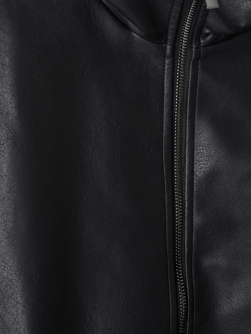 Fur Collar Men's Faux Leather Coat-5