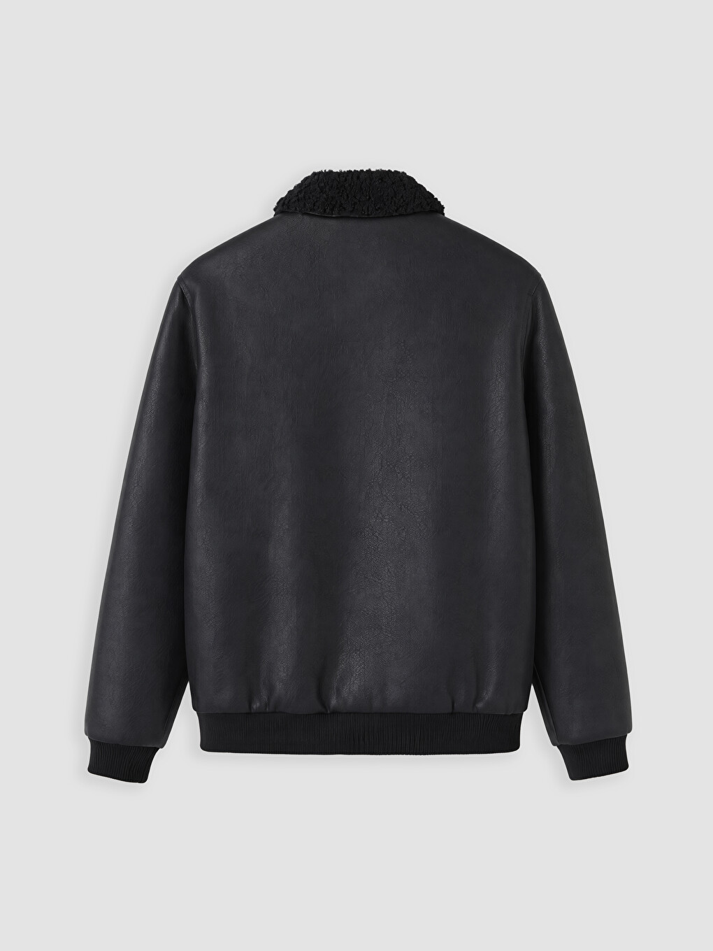 Fur Collar Men's Faux Leather Coat-6