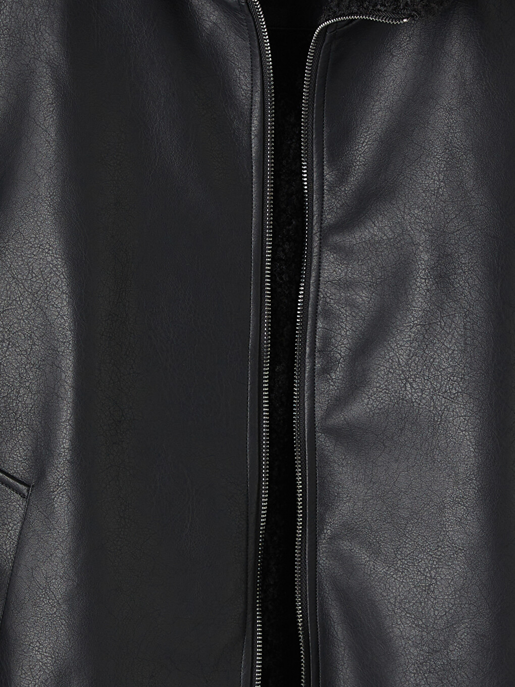 Fur Collar Men's Faux Leather Coat-7
