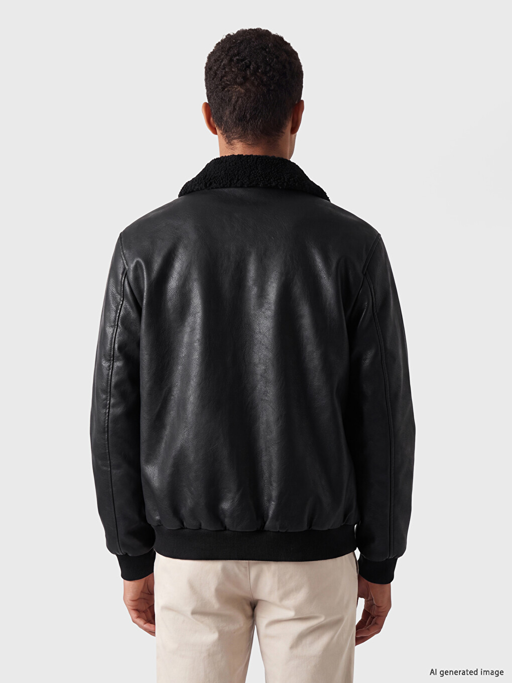 Fur Collar Men's Faux Leather Coat-3