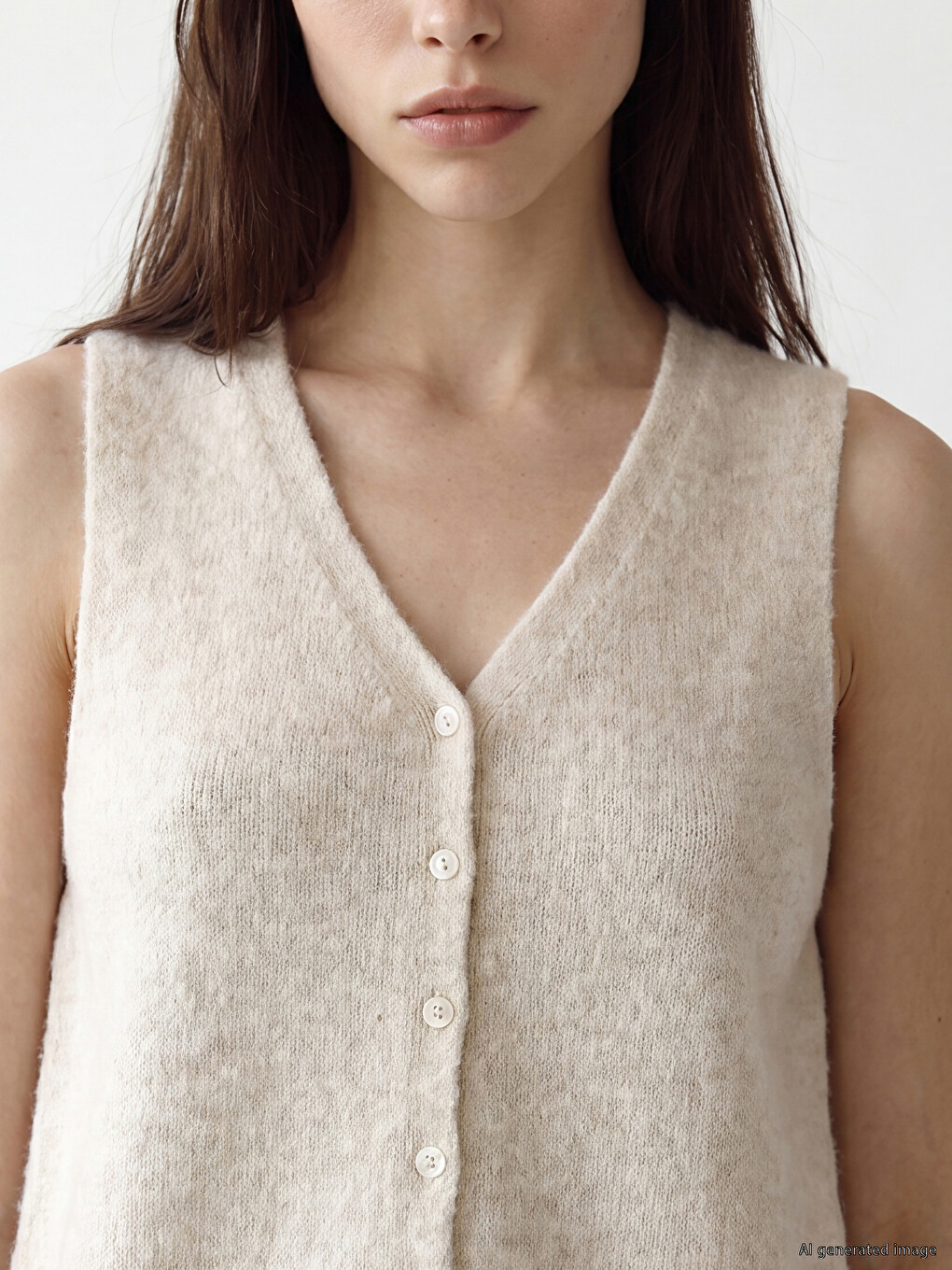 V Neck Women's Knitwear Gilet-2