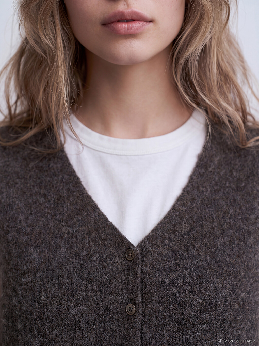 Woman Brown Knit Gilet-2