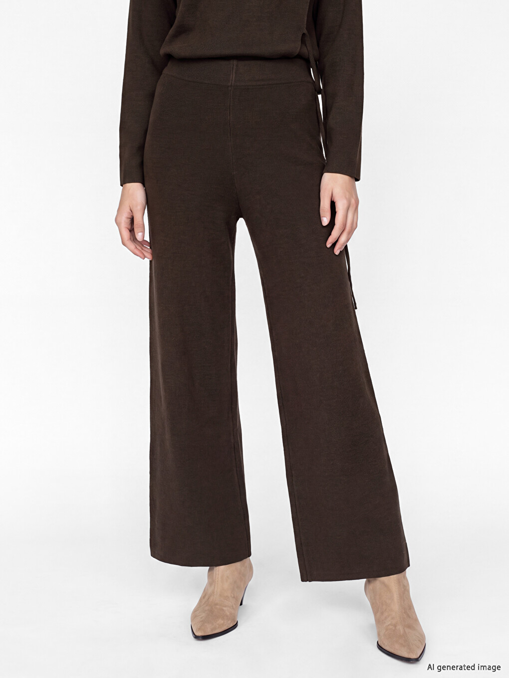 Wide Leg Women's Knitwear Trousers-1
