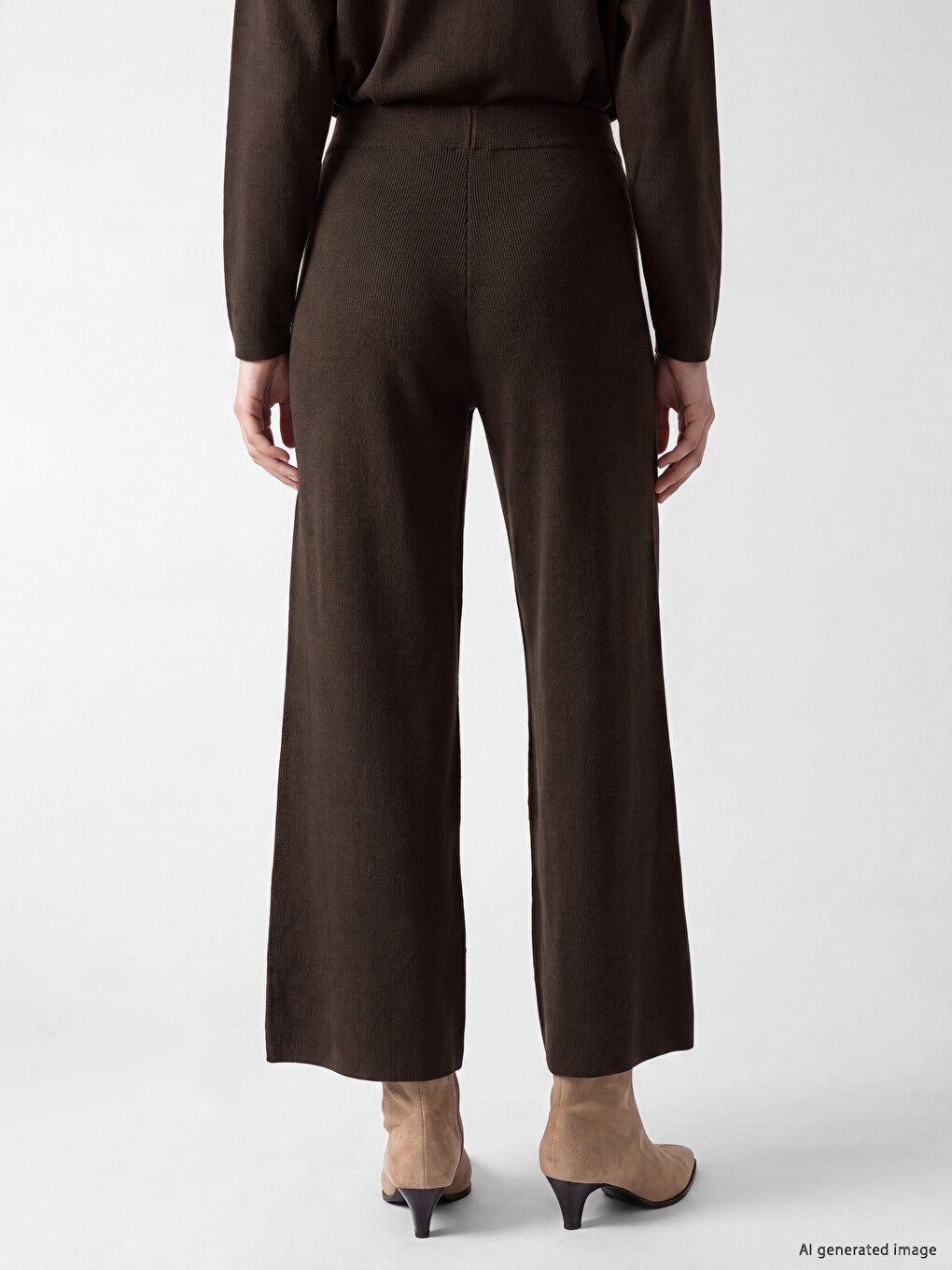 Wide Leg Women's Knitwear Trousers-3