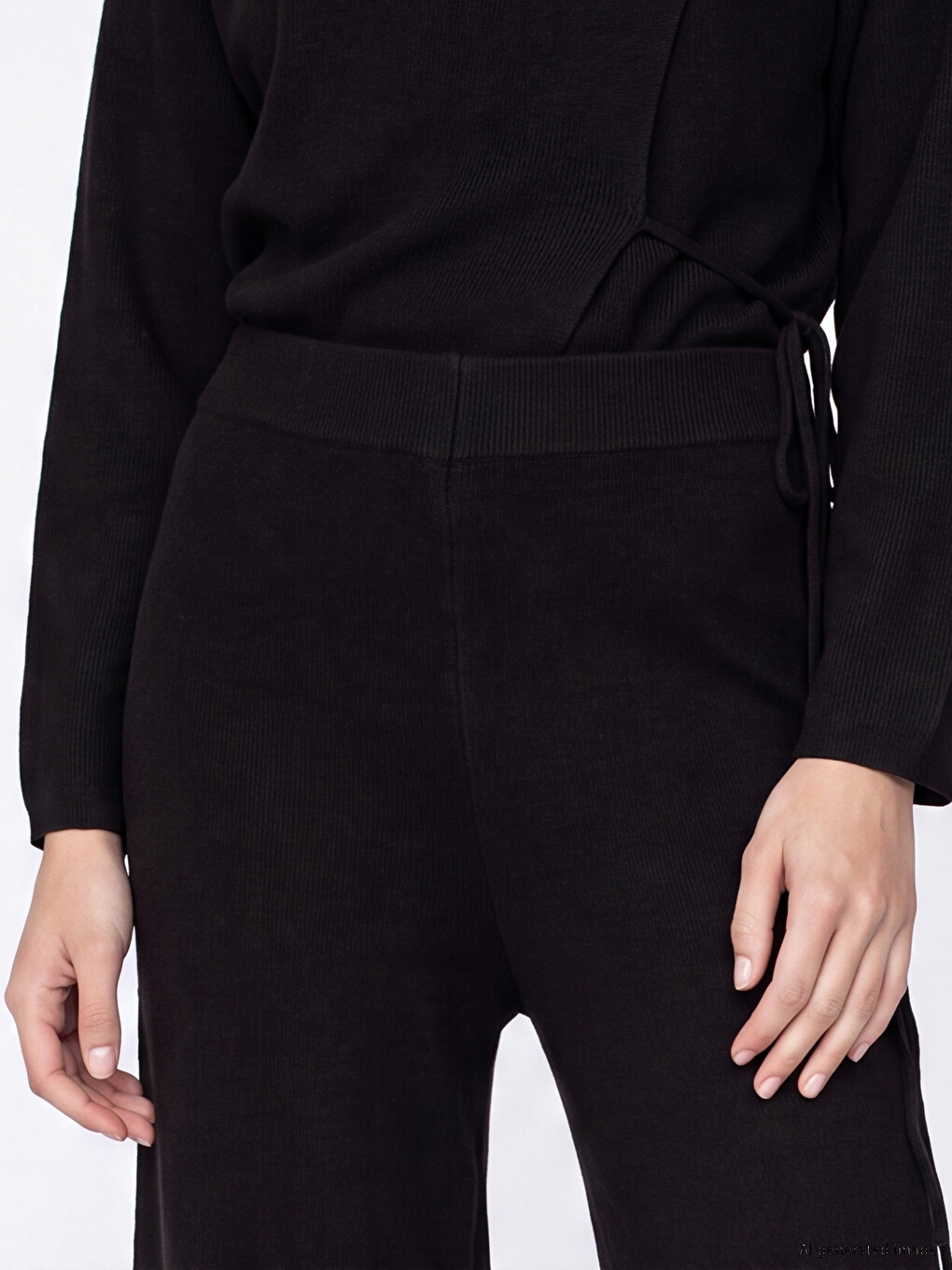 Wide Leg Regular Fit Women's Knitwear Trousers-2