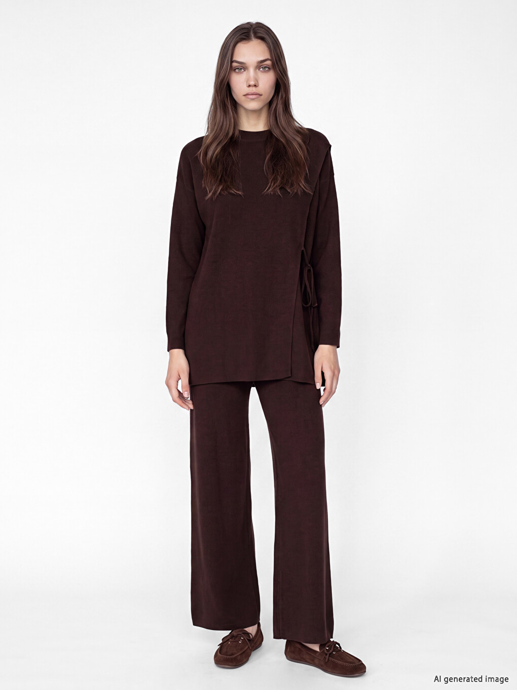 Wide Leg Regular Fit Women's Knitwear Trousers
