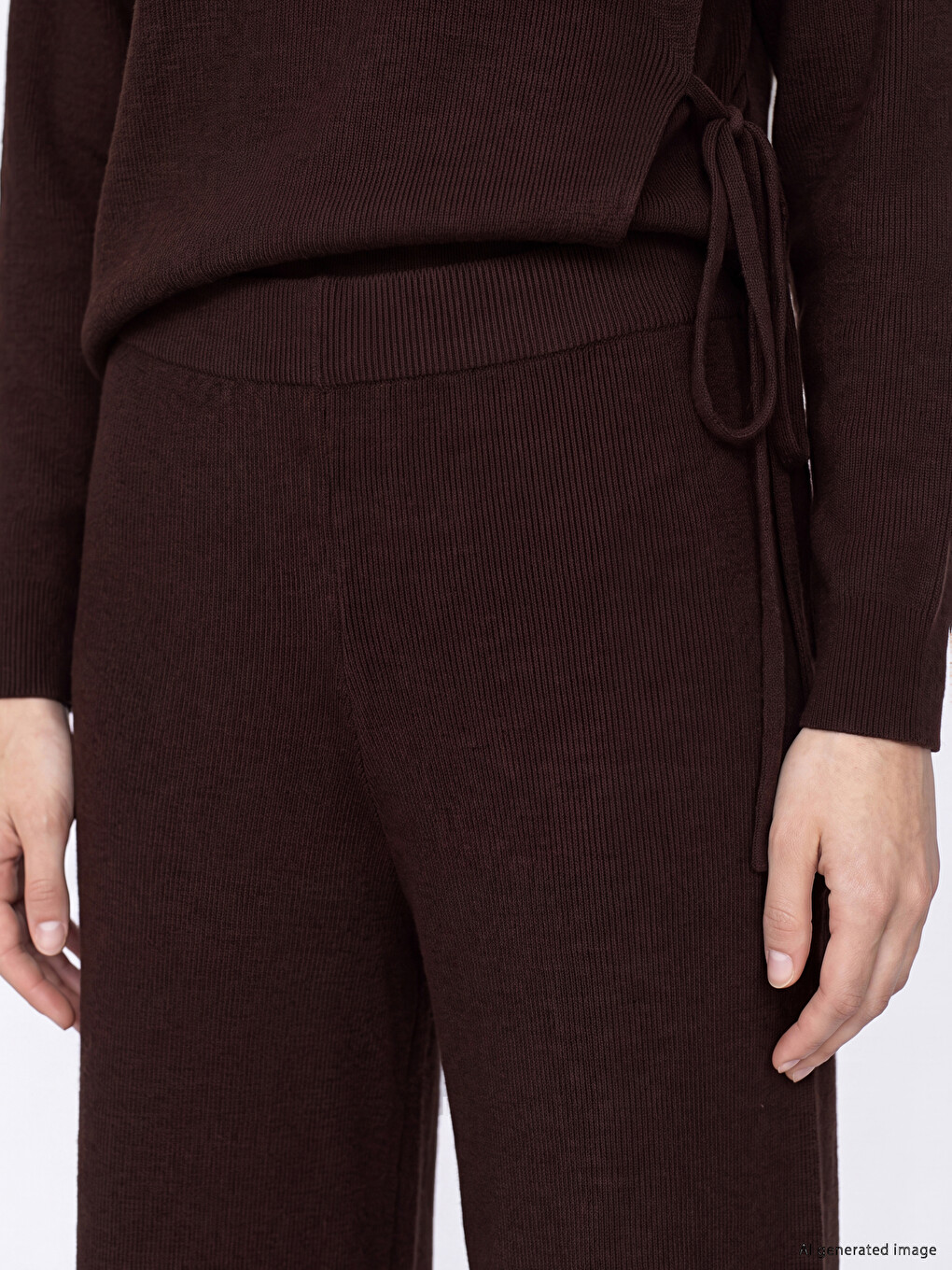 Wide Leg Regular Fit Women's Knitwear Trousers-2