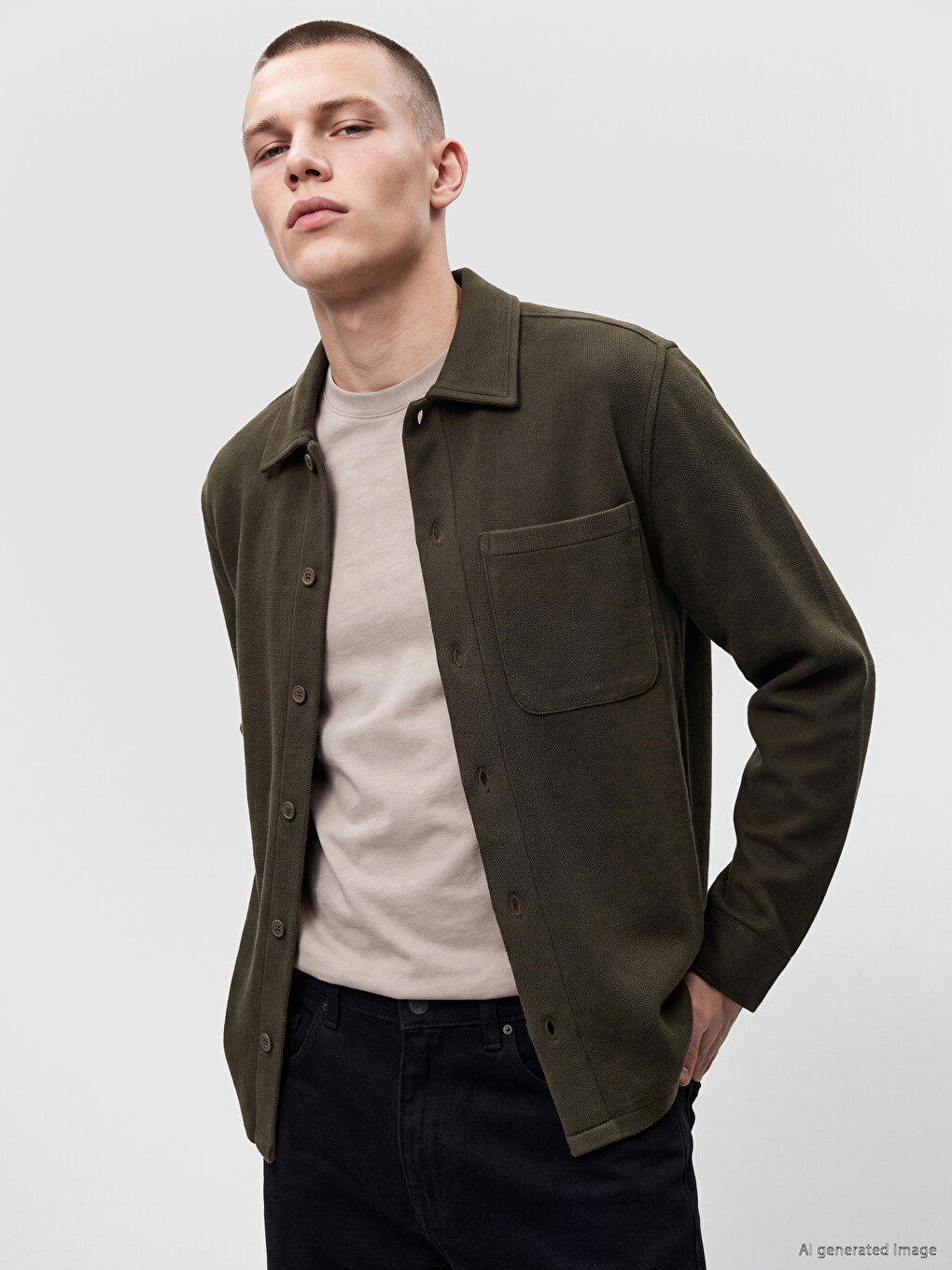 Man Khaki Overshirt