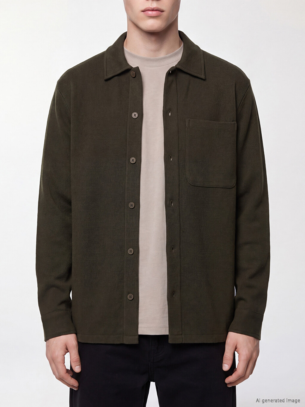 Man Khaki Overshirt-2