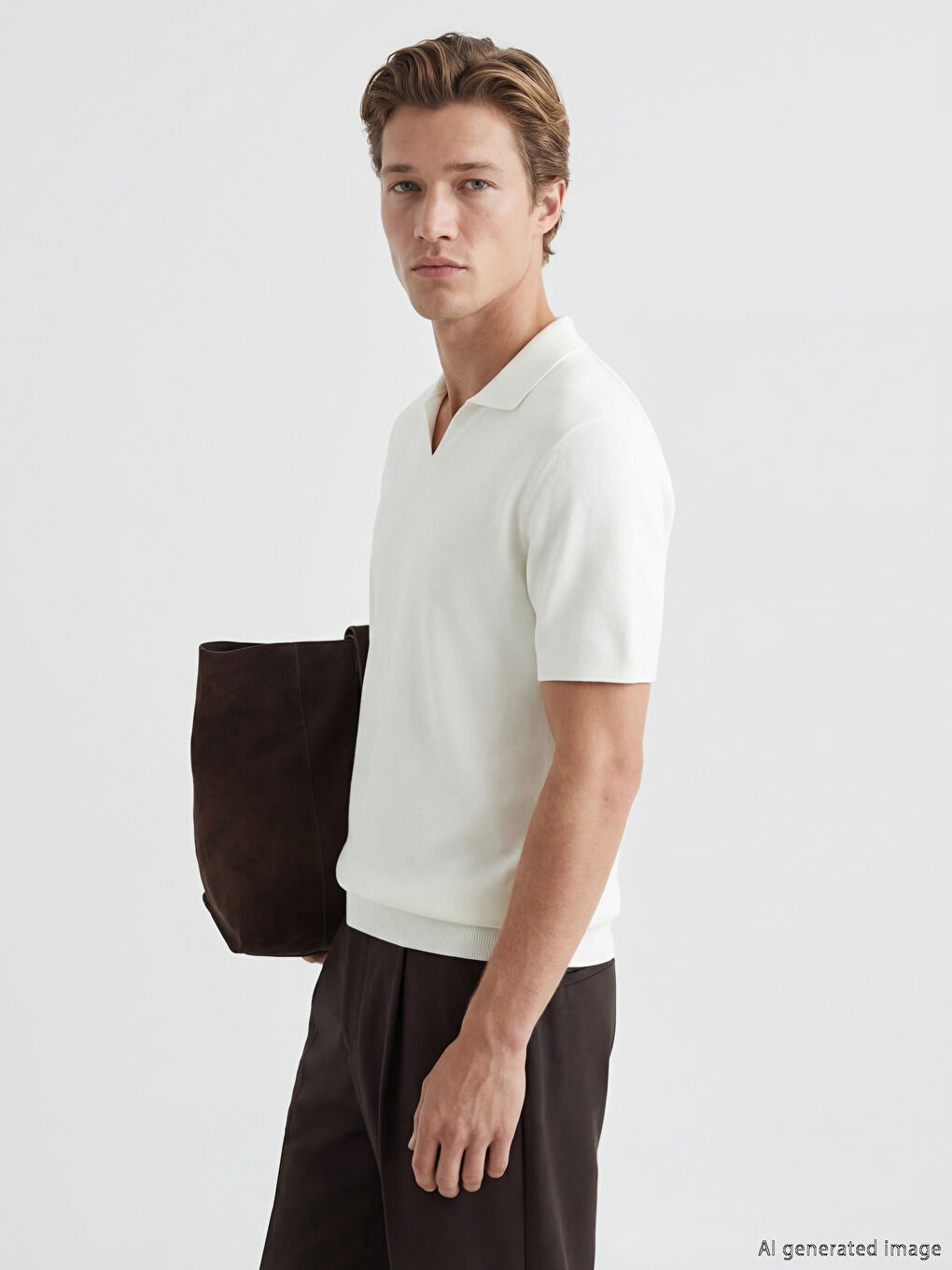 Ekru Polo Yaka Erkek Triko Tişört