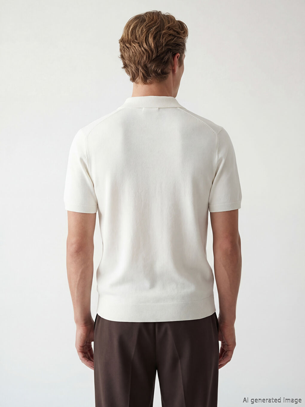 Ekru Polo Yaka Erkek Triko Tişört-3