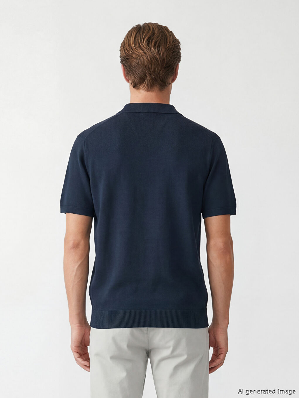 Lacivert Polo Yaka Erkek Triko Tişört-2