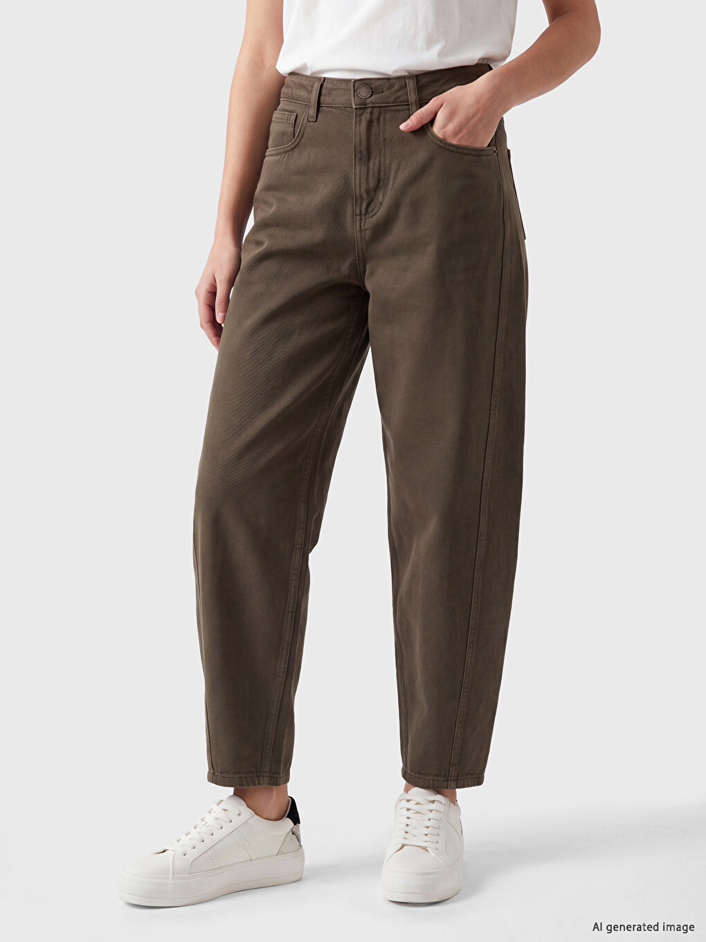 High Waisted Barrel Fit Women's Jeans-1