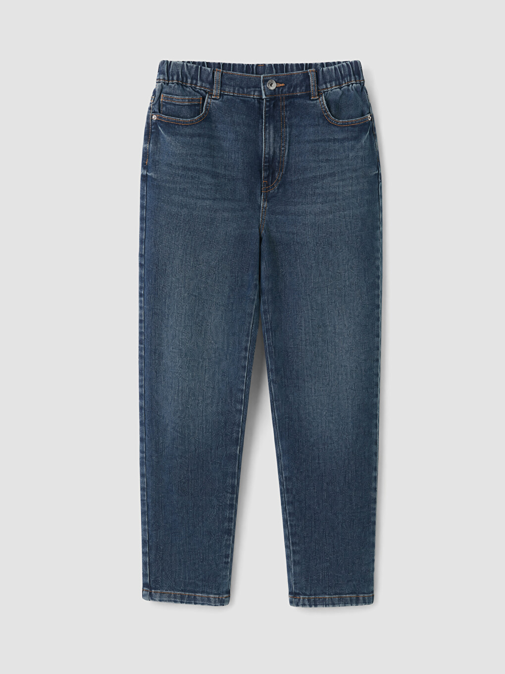 Elastic Waist Slim Mom Women's Jeans-4