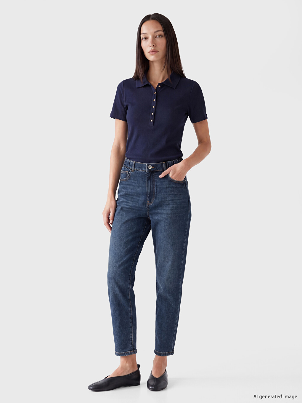 Elastic Waist Slim Mom Women's Jeans