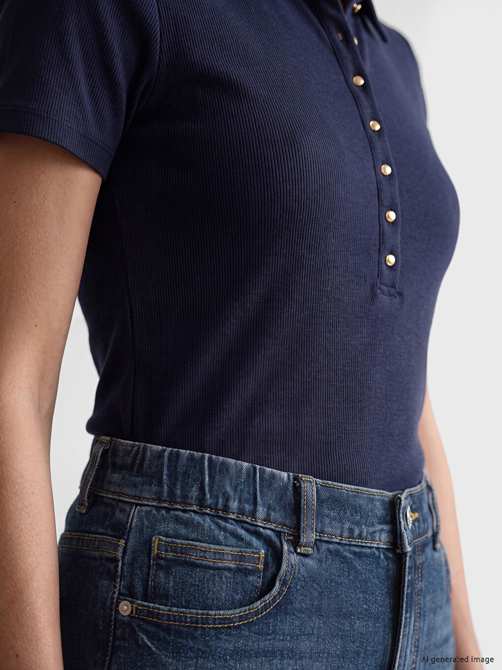 Elastic Waist Slim Mom Women's Jeans-2