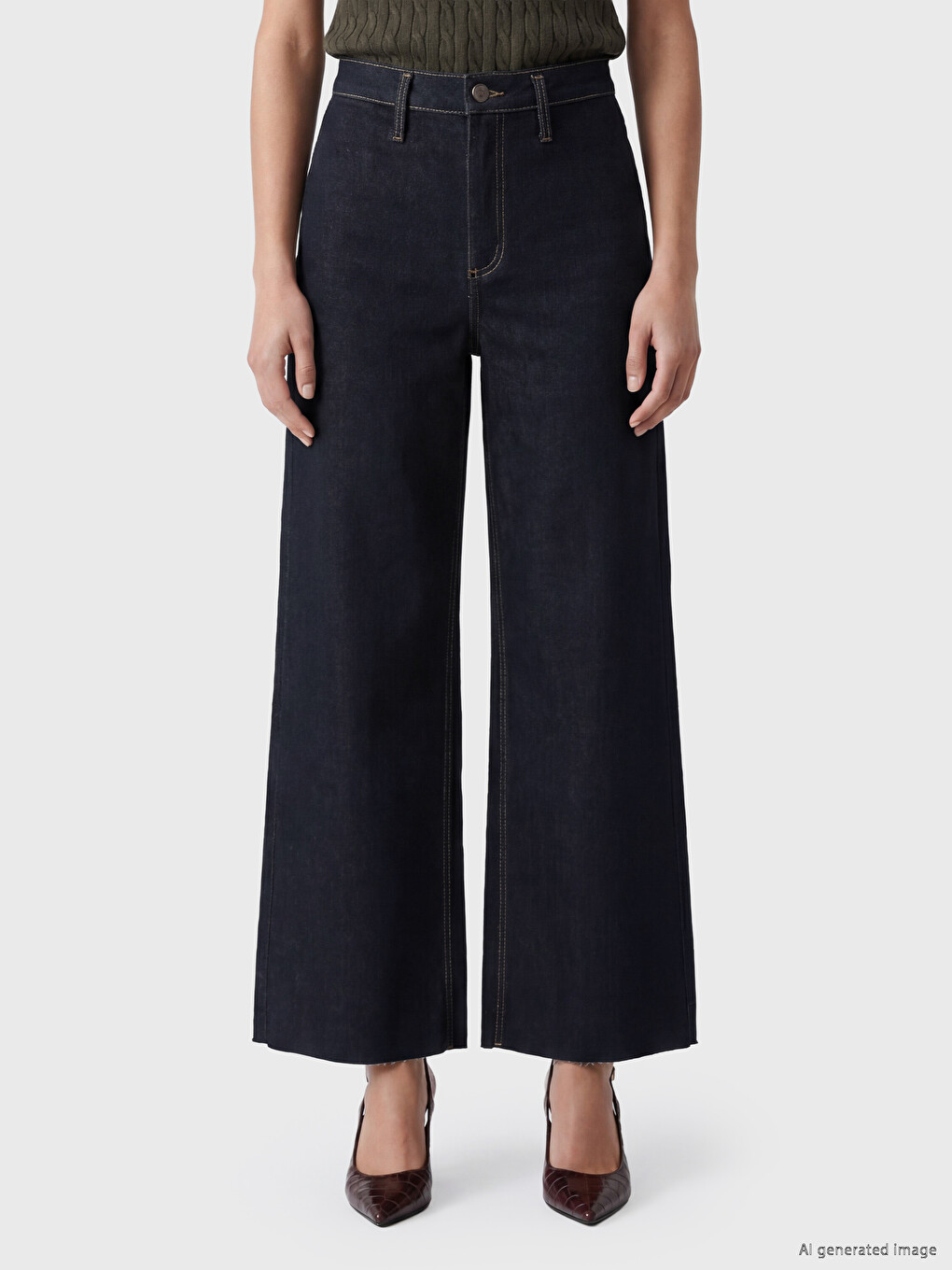High Waisted Wideleg Women's Jeans-1