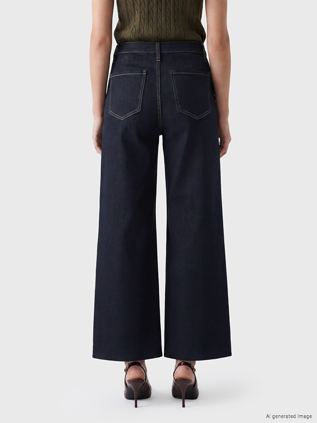 High Waisted Wideleg Women's Jeans-3