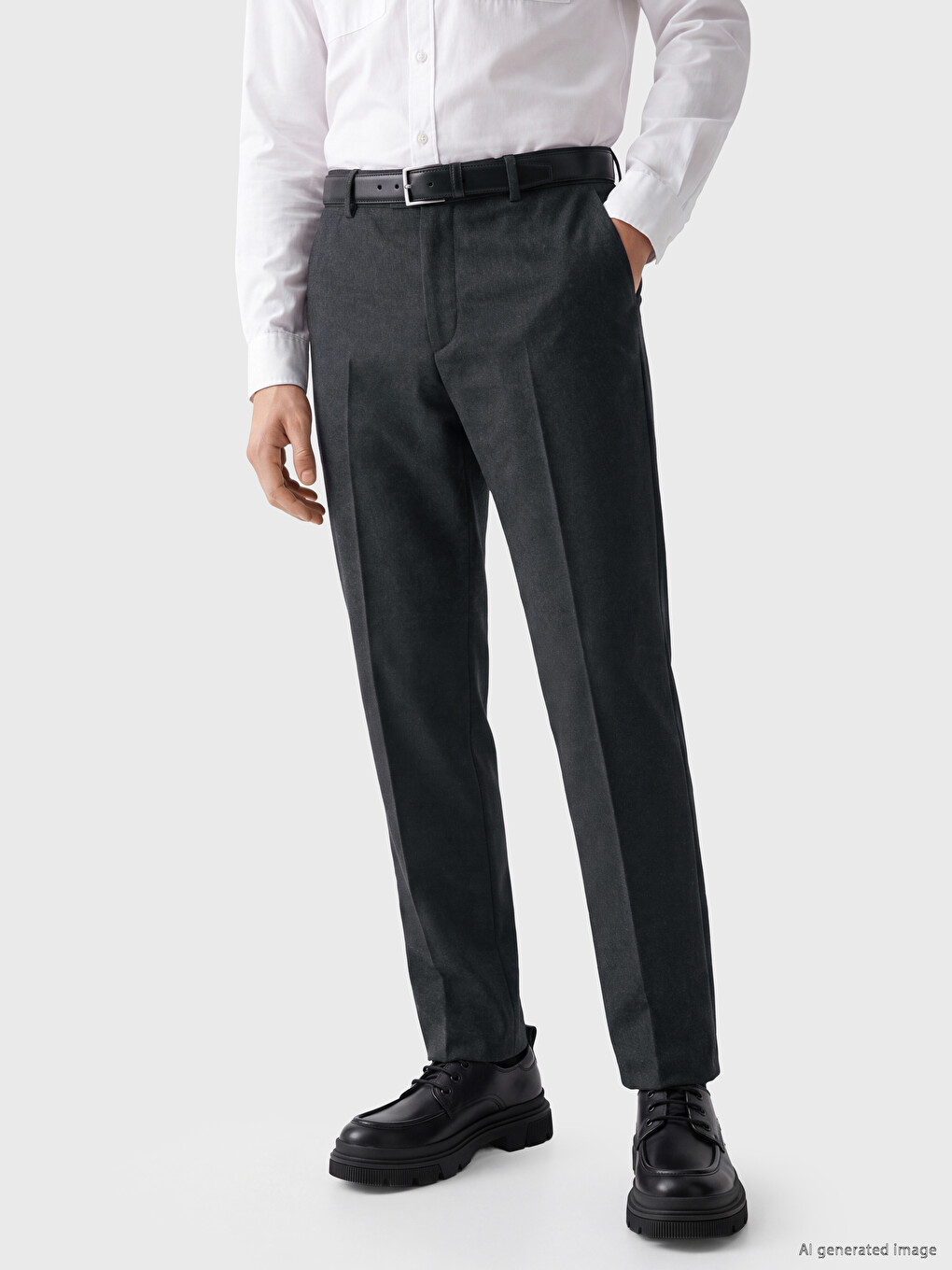 Standard Fit Men's Textured Pleated Trousers