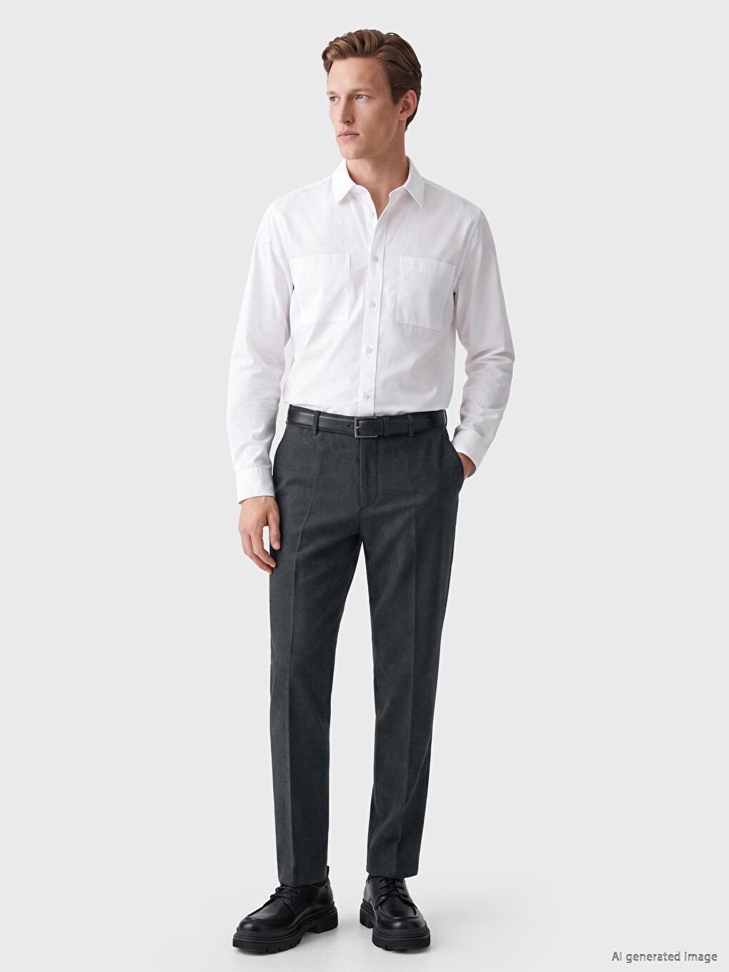 Standard Fit Men's Textured Pleated Trousers-1