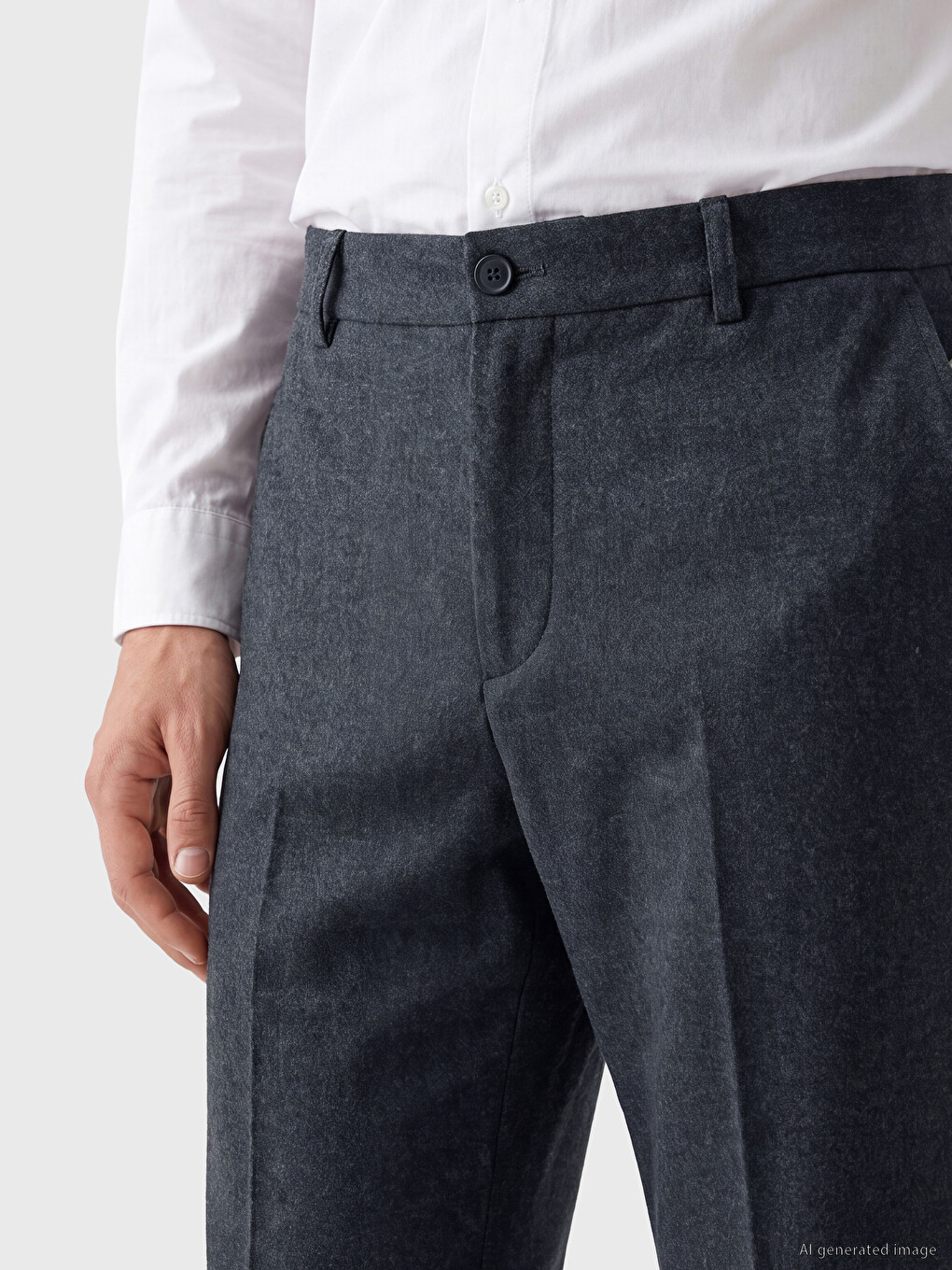 Standard Fit Men's Textured Pleated Trousers-2