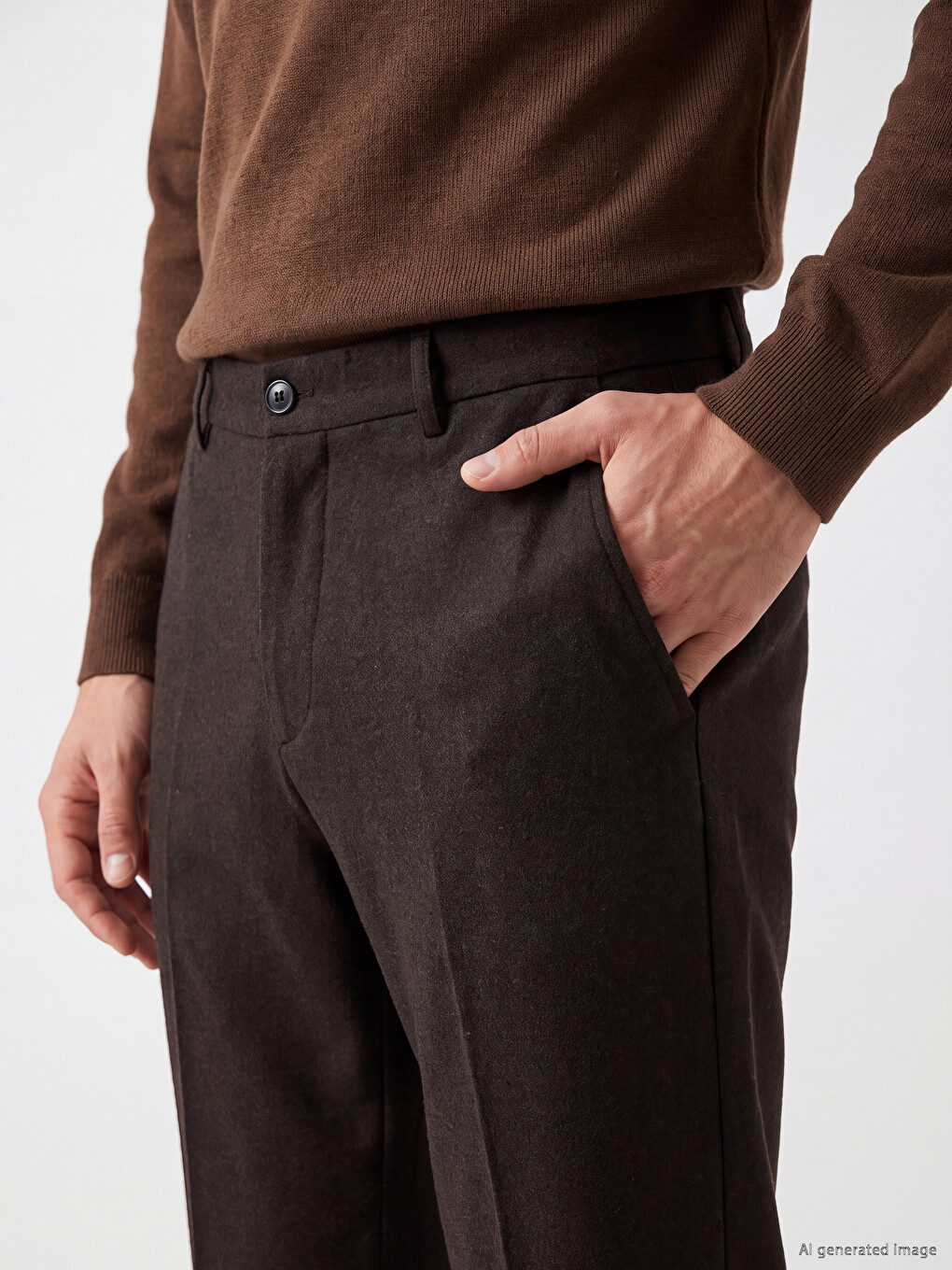 Regular Fit Textured Fabric Men's Trousers-2