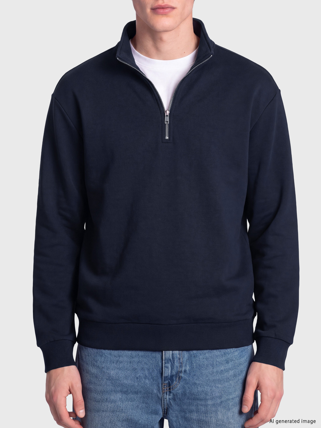 Mock Neck Men's Thick Sweatshirt-2