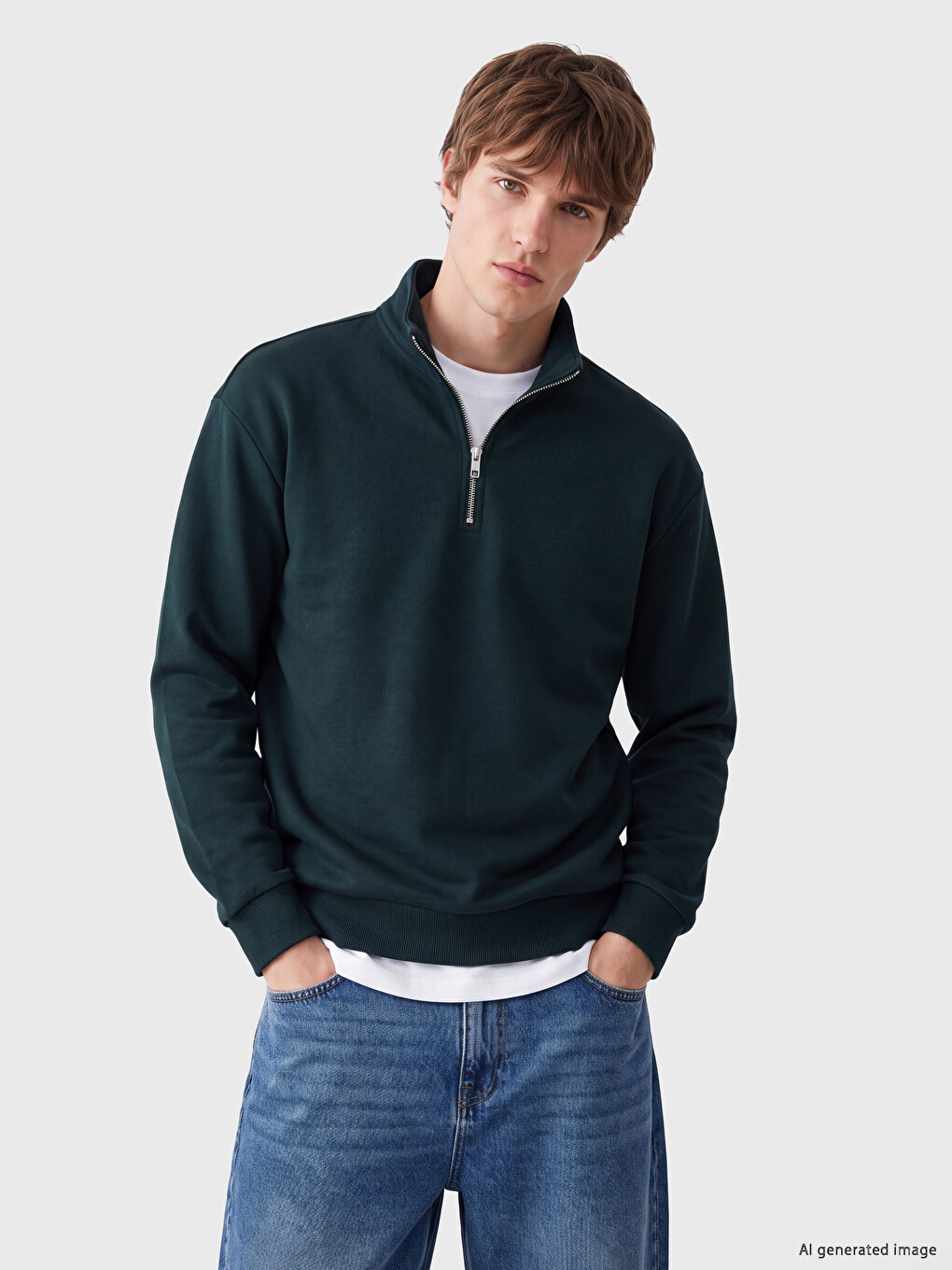 Mock Neck Men's Thick Sweatshirt