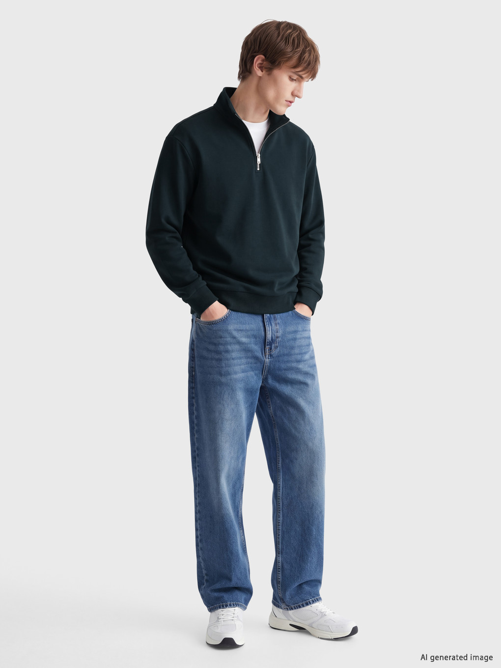 Mock Neck Men's Thick Sweatshirt-1