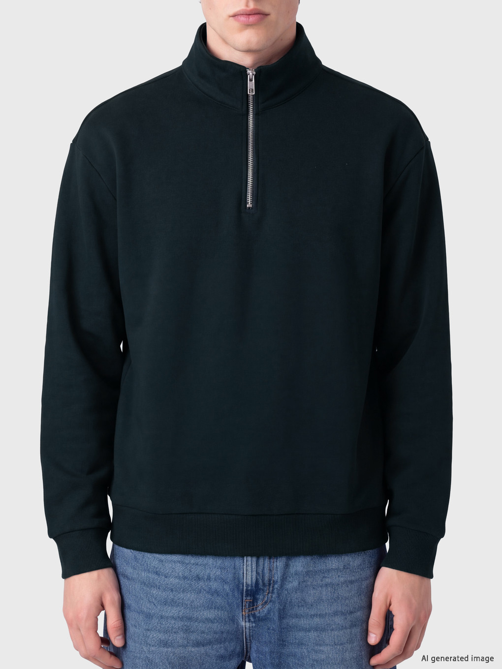 Mock Neck Men's Thick Sweatshirt-2