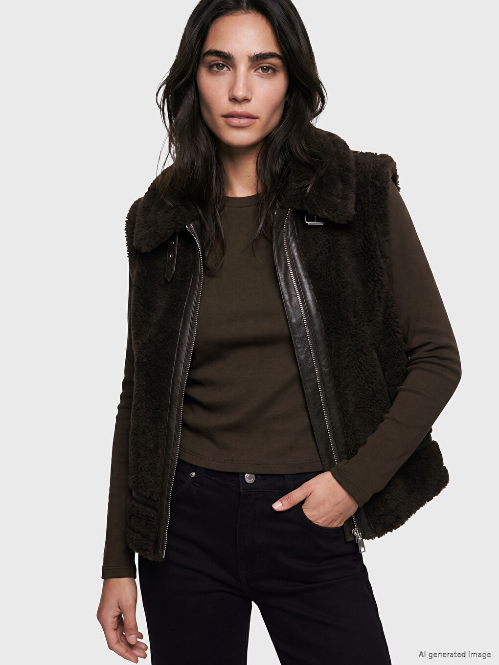 Mock Neck Women's Fur Gilet