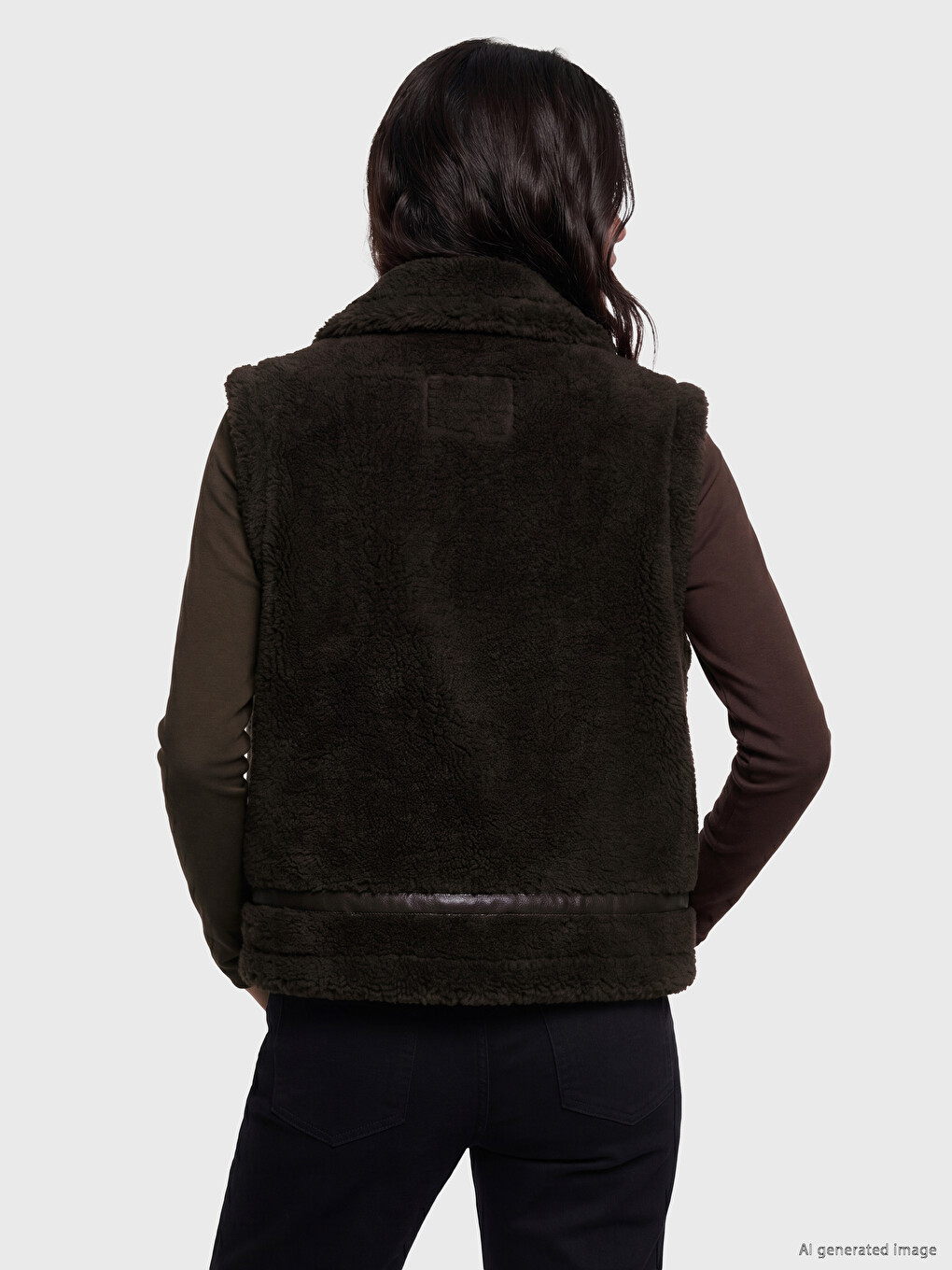 Mock Neck Women's Fur Gilet-3