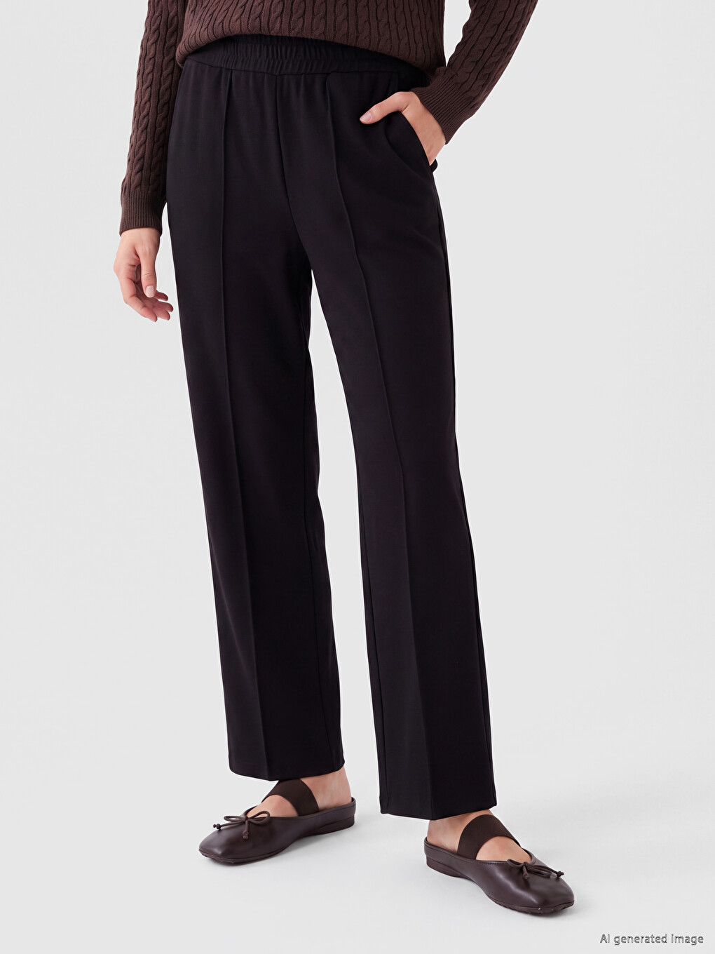 Scuba Fabric Wide Leg Women's Sweatpants-1