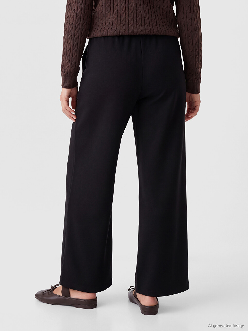 Scuba Fabric Wide Leg Women's Sweatpants-3